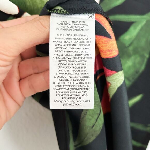Lauren Ralph Lauren Tropical Print Satin Lace Up Blouse New with Tags XS - Picture 6 of 6